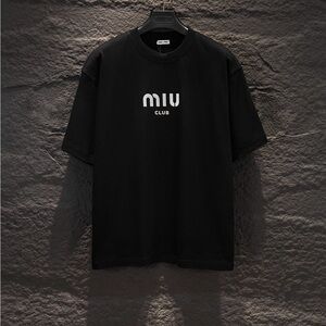 Miu Miu Black Tee with White Logo